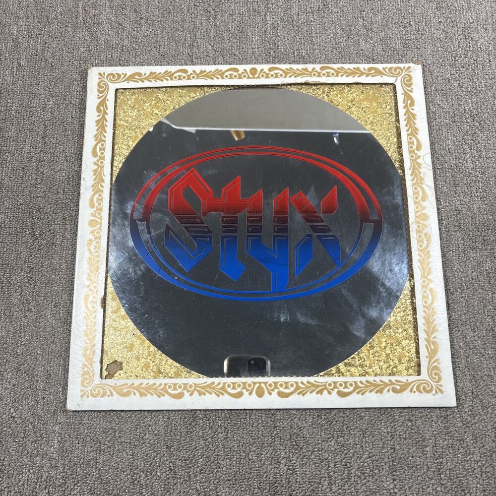 Vintage 70s/80s STYX Carnival Prize Mirror Large 12x12 Retro Band